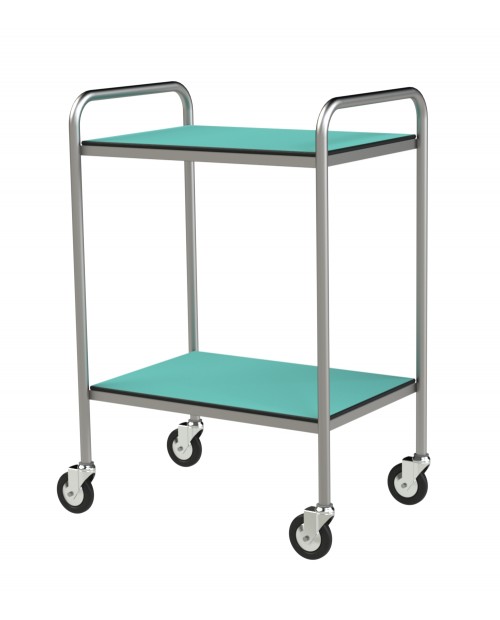 STAINLESS STEEL TROLLEY WITH RESIN TRAYS WITH HANDLES