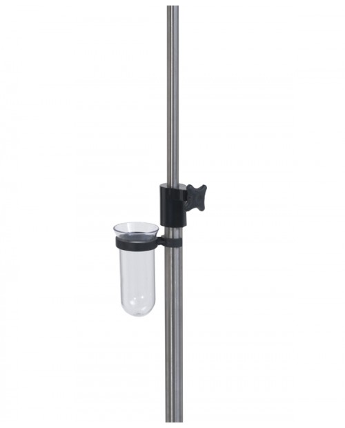 Drip glass on tube for IV pole